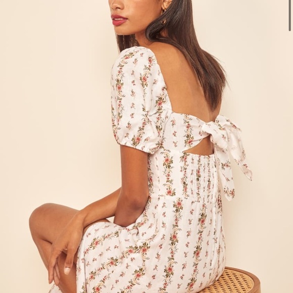 NWOT Reformation Denver Midi Dress in Poppyseed - Picture 3 of 6